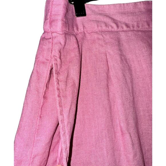 Madewell Pink Linen High Waisted Shorts Flat Front Stretch Pull on Women's M - Picture 5 of 8